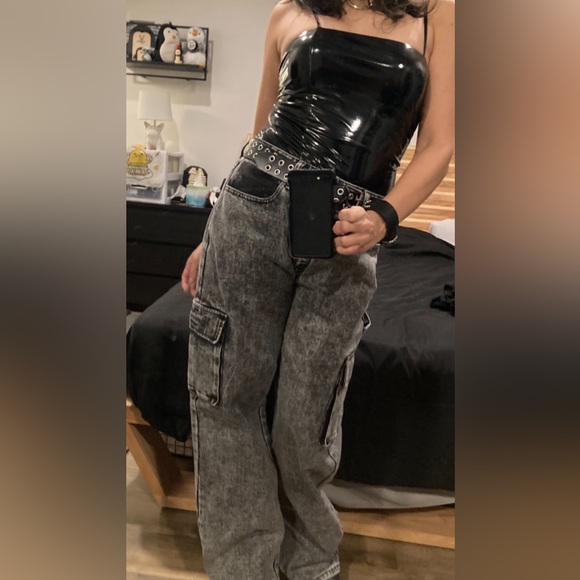 Momokrom Dolls Kill WASHED GREY LOW RISE BAGGY WIDE LEG JEANS - Picture 3 of 13